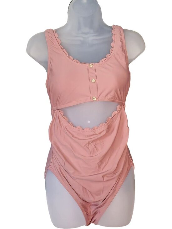 Charmo Other - Scalloped One-Piece Swimsuit M Dusty Rose UPF 50+ Cut-Out Adjustable Modest